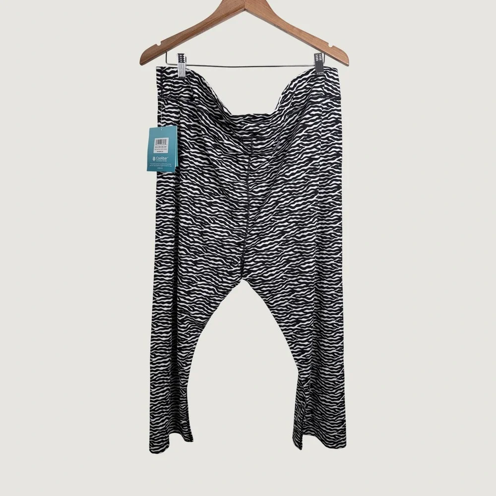 Coolibar Swim Capris Women 3X Black Zebra Deep Water Swim Capris UPF 50+ 03313